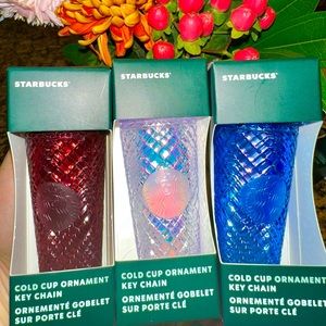 Starbucks 2022 Holiday Diamond Jeweled 3 Mini
Tumblers Keychains Ornaments
